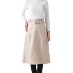 Midi Women's 100% Real Beige Leather Stylish Skirt