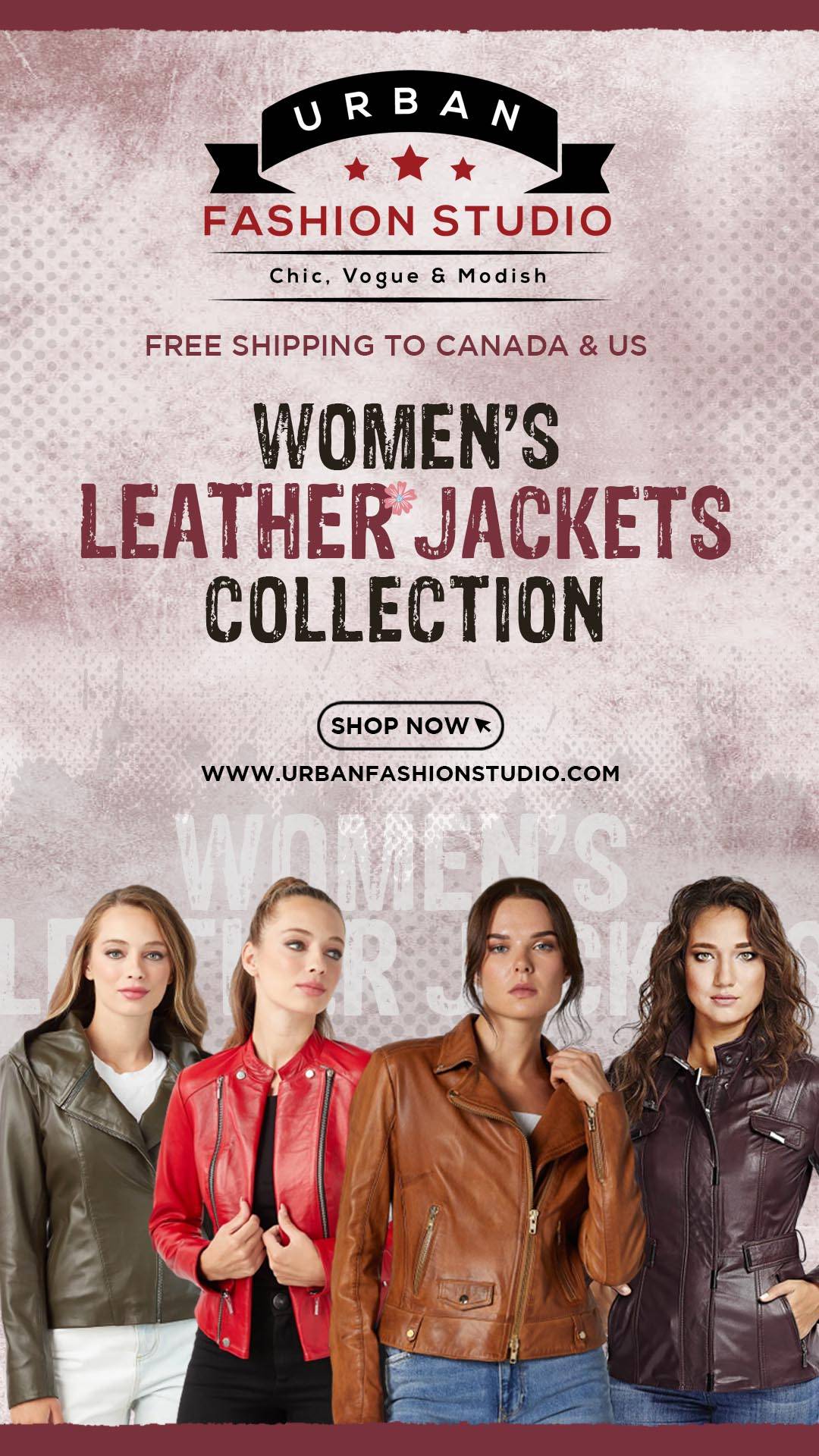 Women Leather Jacket Banner Mob